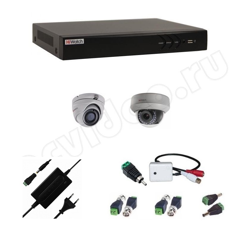 Комплект видеонаблюдения HiWatch 2-1-5 3Mp на 2 камеры с микрофоном
