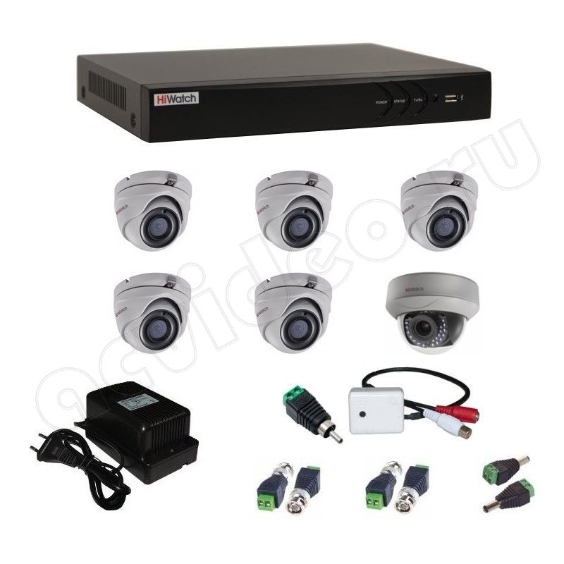 Комплект видеонаблюдения HiWatch 6-1-5 3Mp на 6 камер с микрофоном