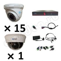 Комплект видеонаблюдения AVC 16-1-1 Full HD Стандарт на 16 камер с микрофоном